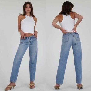 EB DENIM Low Rise Vintage Upcycled Levi's Straight Leg Jeans Light Wash